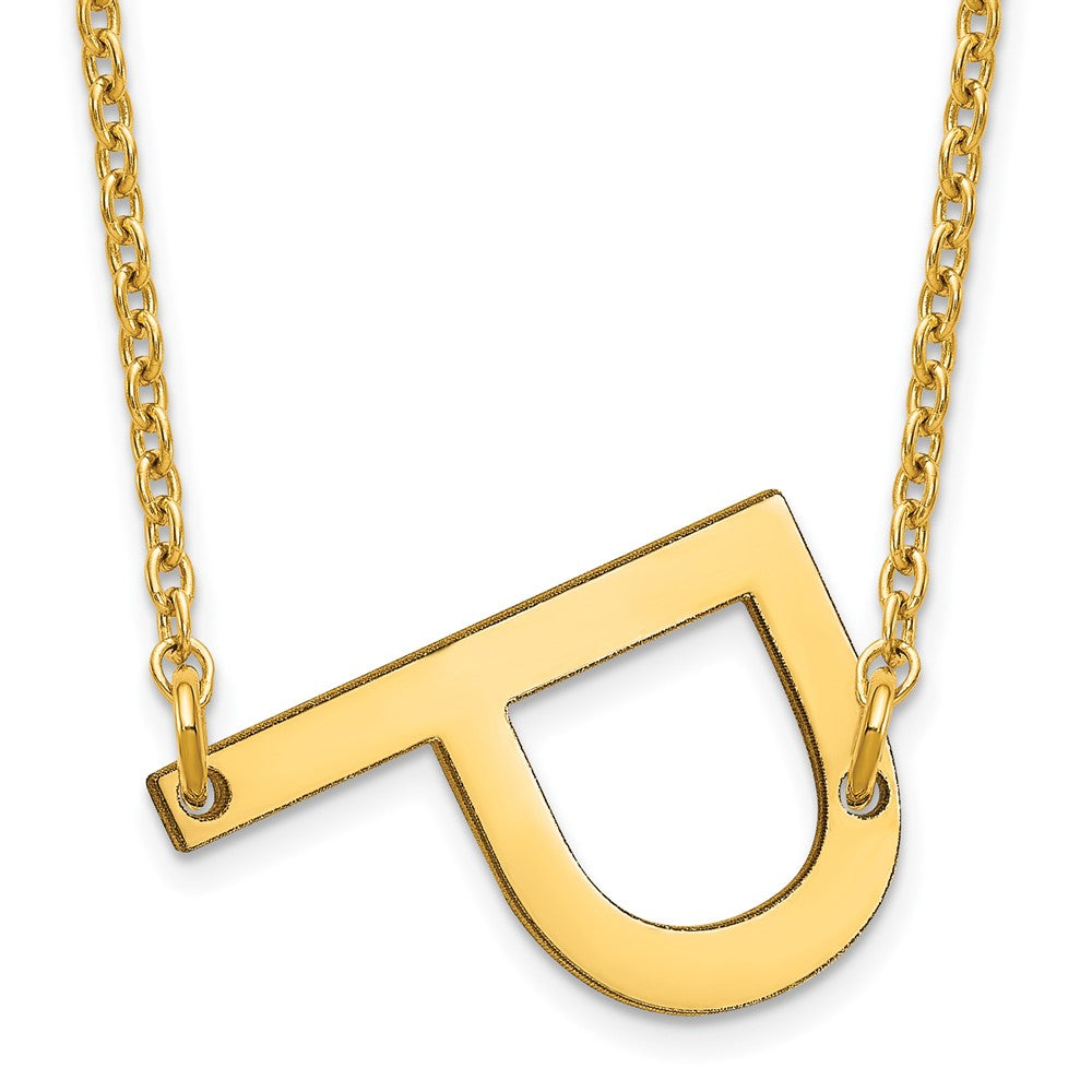 Sterling Silver Gold Plated Polished Small Letter P Necklace