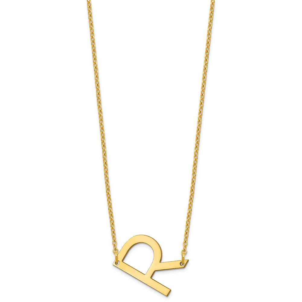 Sterling Silver Gold Plated Polished Small Letter R Necklace