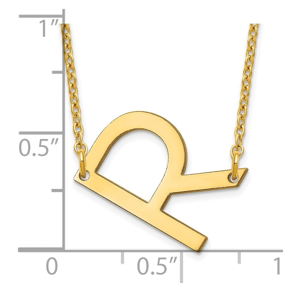 Sterling Silver Gold Plated Polished Small Letter R Necklace