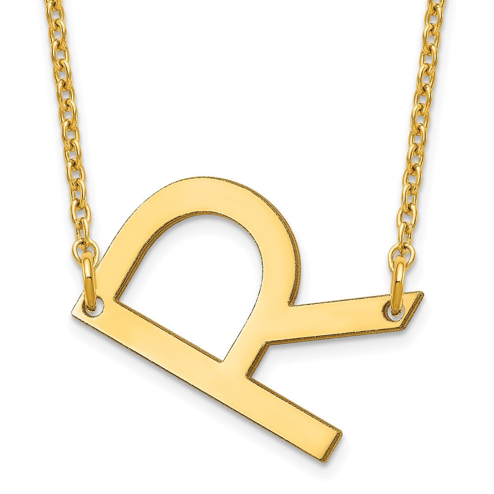 Sterling Silver Gold Plated Polished Small Letter R Necklace