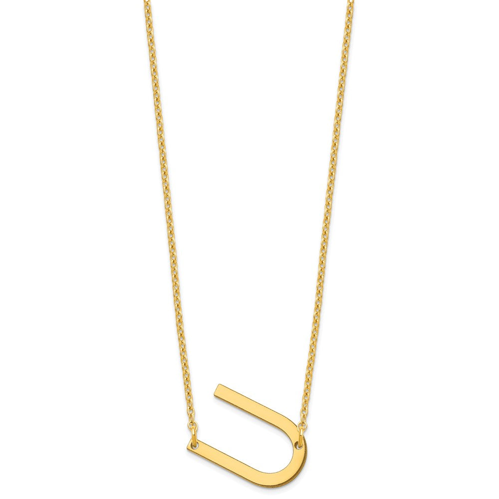 Sterling Silver Gold Plated Polished Small Letter U Necklace