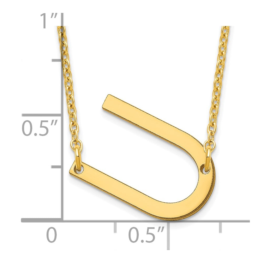 Sterling Silver Gold Plated Polished Small Letter U Necklace