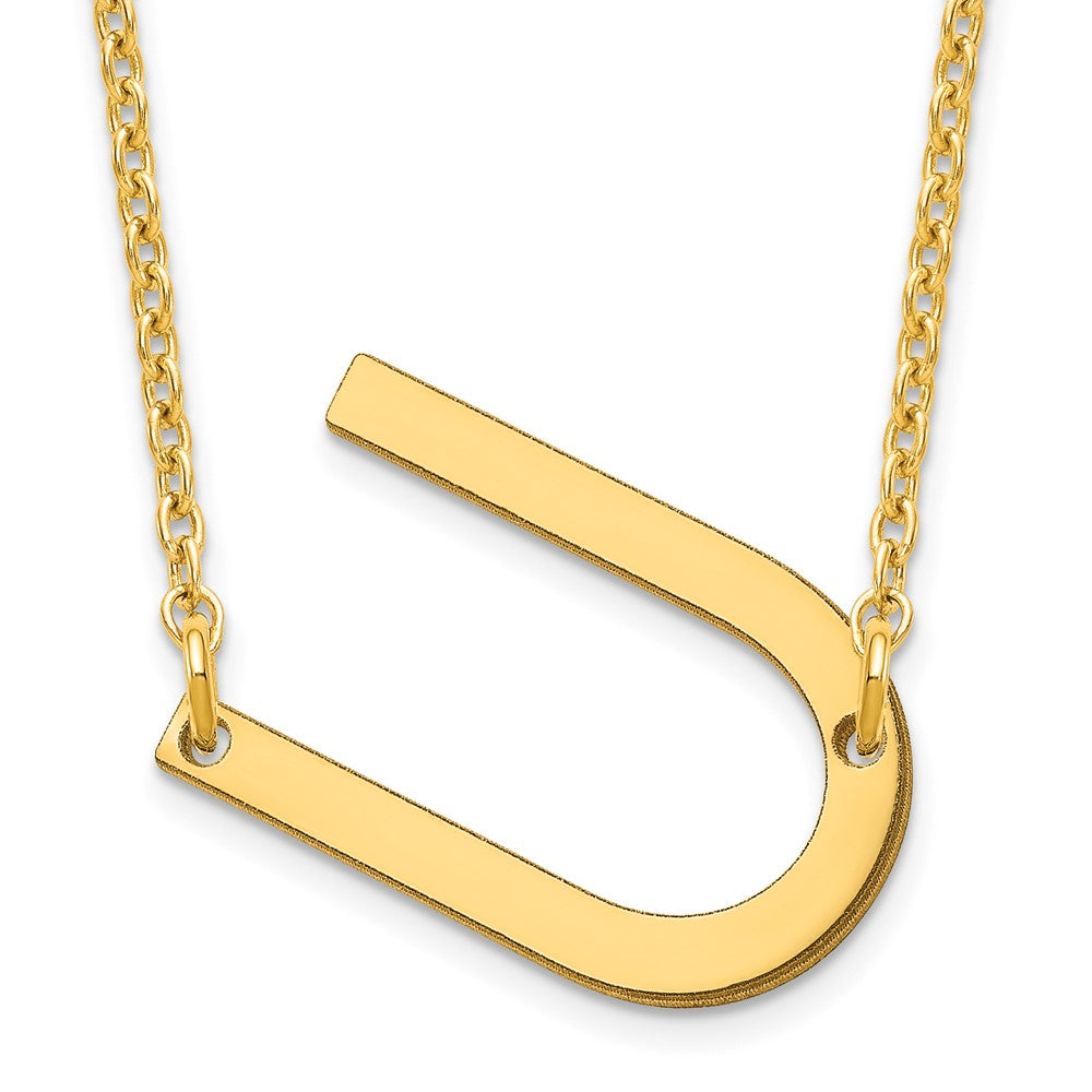 Sterling Silver Gold Plated Polished Small Letter U Necklace