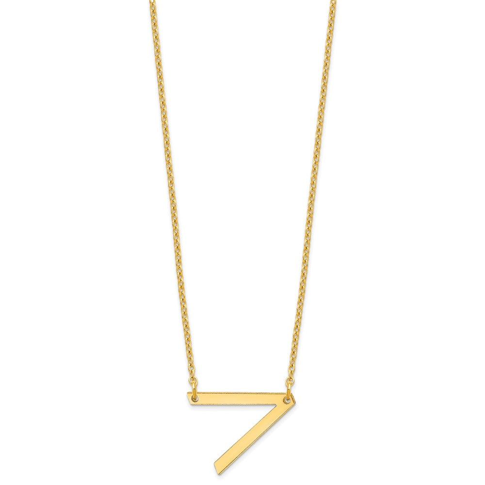 Sterling Silver Gold Plated Polished Small Letter V Necklace