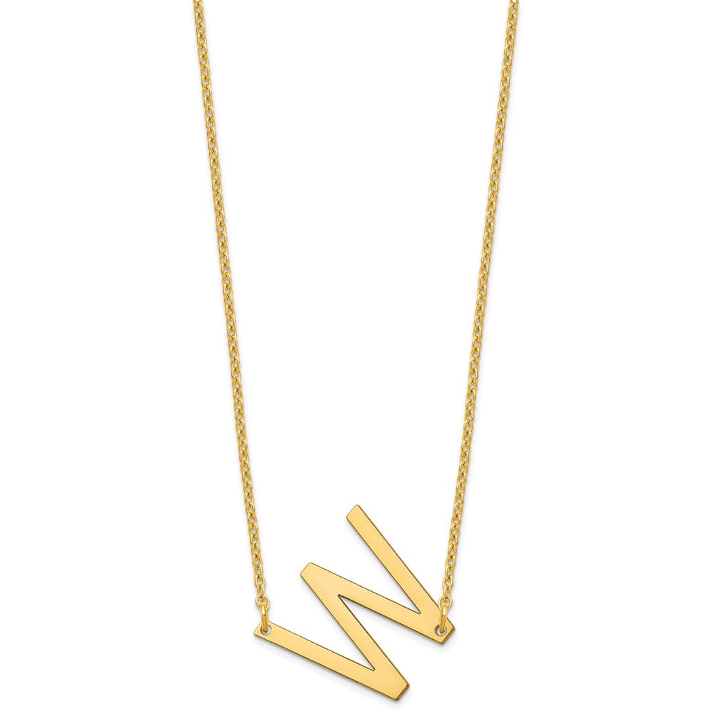 Sterling Silver Gold Plated Polished Small Letter W Necklace
