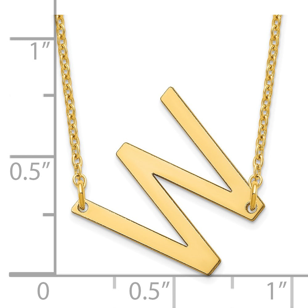 Sterling Silver Gold Plated Polished Small Letter W Necklace