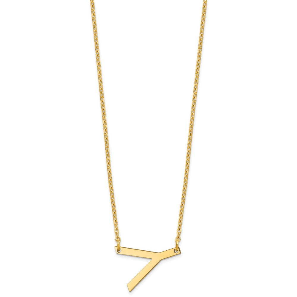 Sterling Silver Gold Plated Polished Small Letter Y Necklace