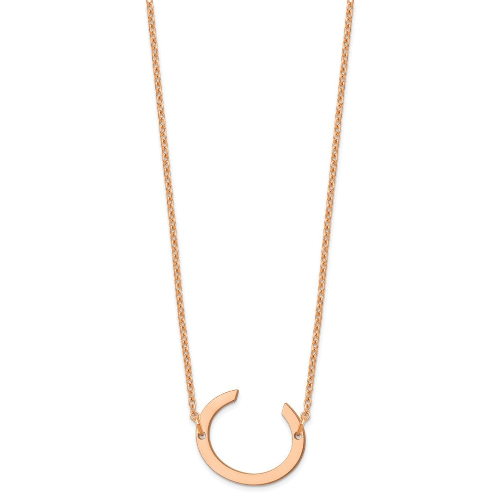 Sterling Silver Rose Gold Plated Polished Small Letter C Necklace