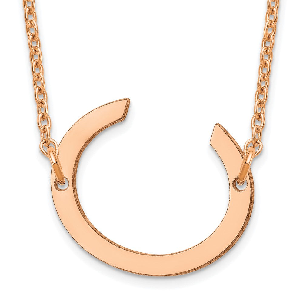 Sterling Silver Rose Gold Plated Polished Small Letter C Necklace