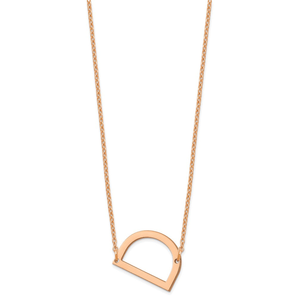 Sterling Silver Rose Gold Plated Polished Small Letter D Necklace