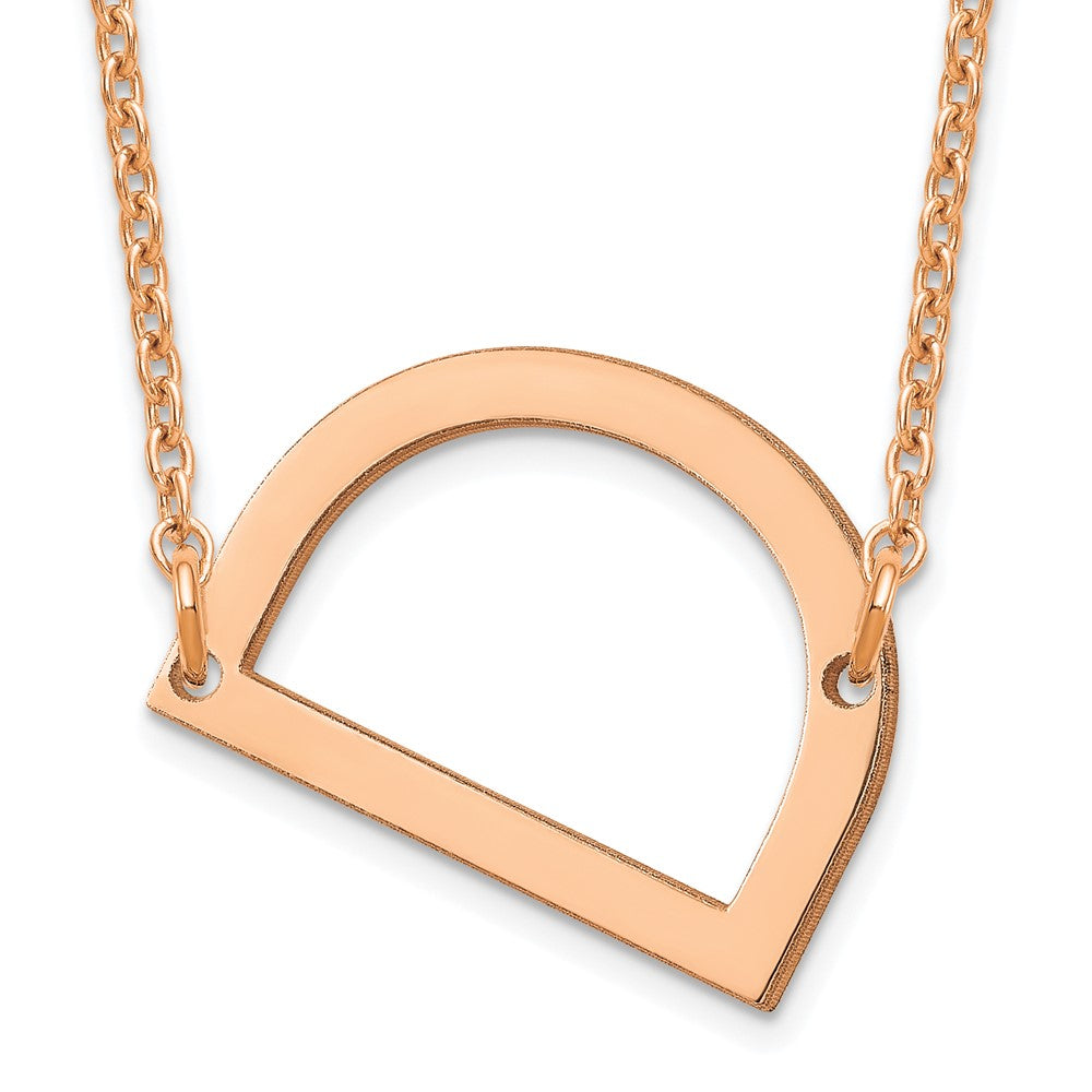 Sterling Silver Rose Gold Plated Polished Small Letter D Necklace