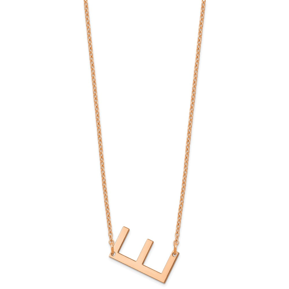 Sterling Silver Rose Gold Plated Polished Small Letter E Necklace