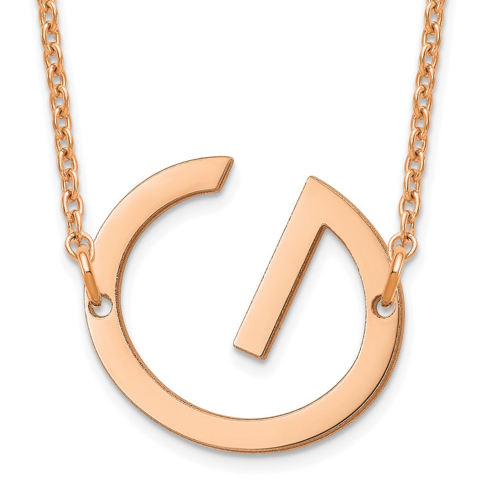 Sterling Silver Rose Gold Plated Polished Small Letter G Necklace