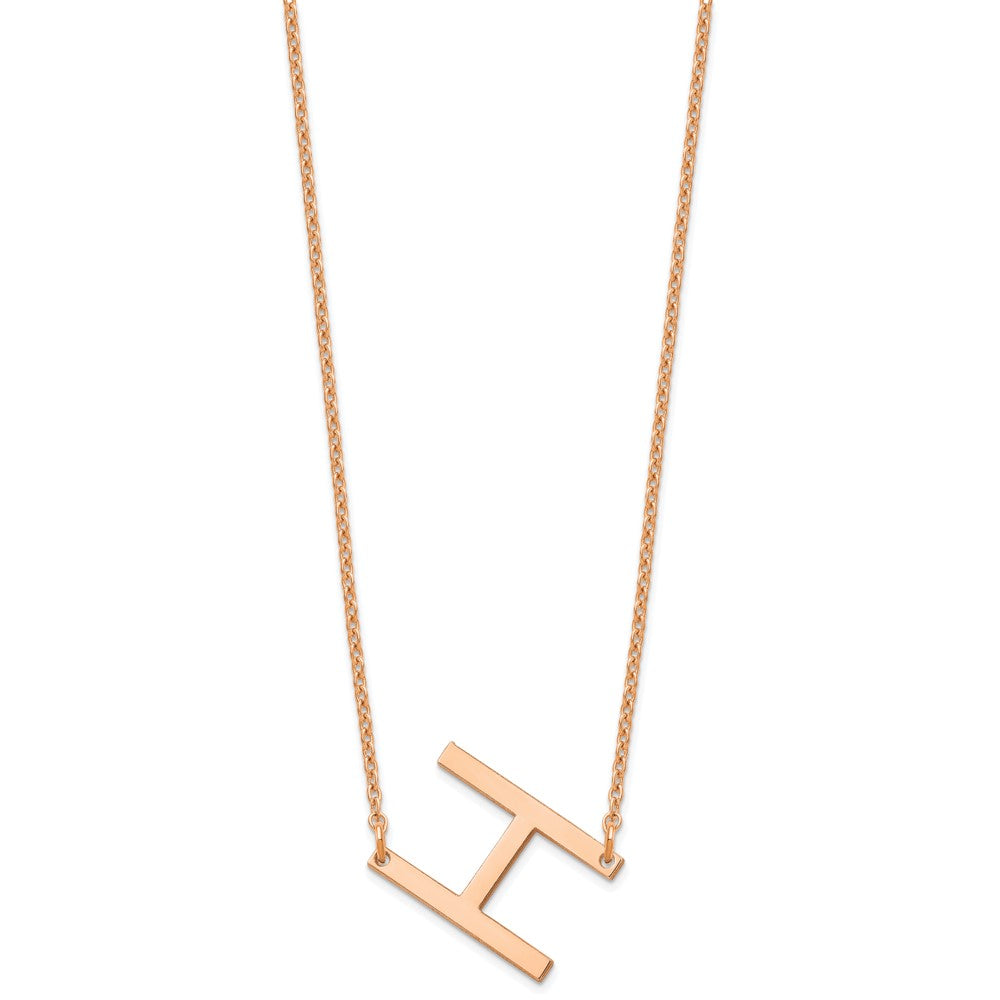 Sterling Silver Rose Gold Plated Polished Small Letter H Necklace