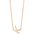 Sterling Silver Rose Gold Plated Polished Small Letter K Necklace