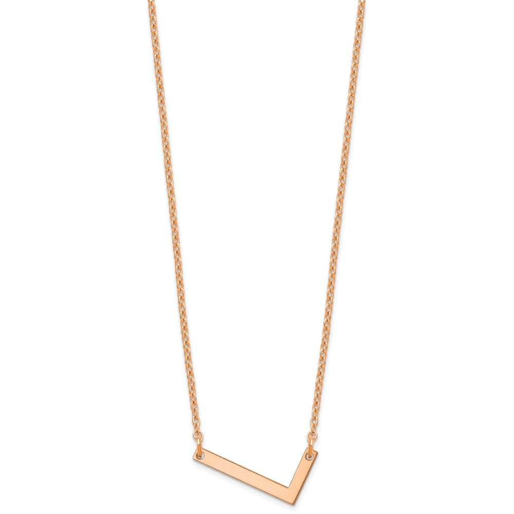 Sterling Silver Rose Gold Plated Polished Small Letter L Necklace