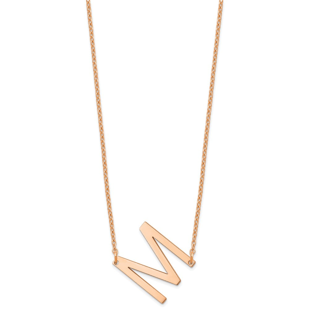 Sterling Silver/Rose-plated Small Sideways Initial M Necklace
