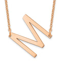 Sterling Silver/Rose-plated Small Sideways Initial M Necklace