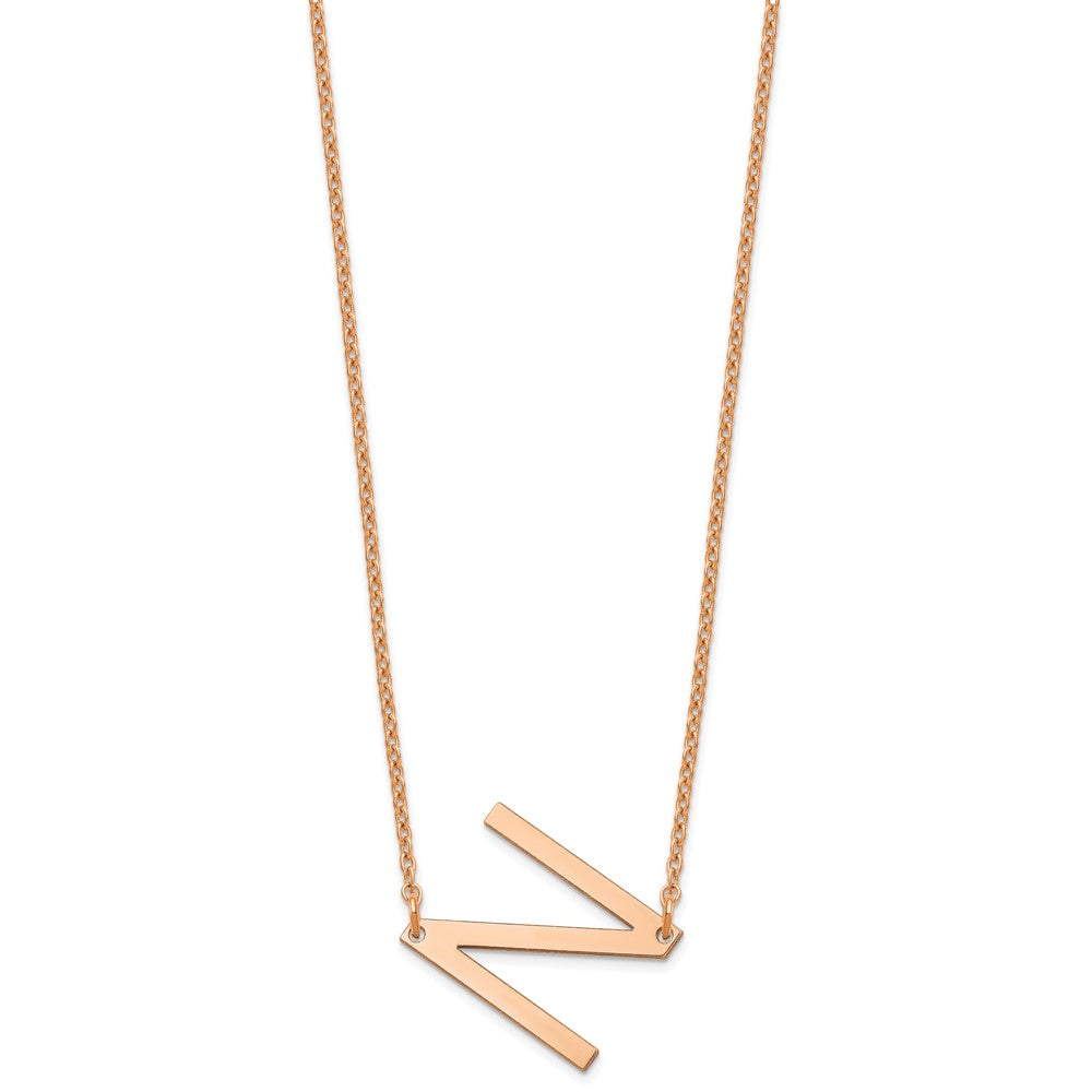 Sterling Silver Rose Gold Plated Polished Small Letter N Necklace