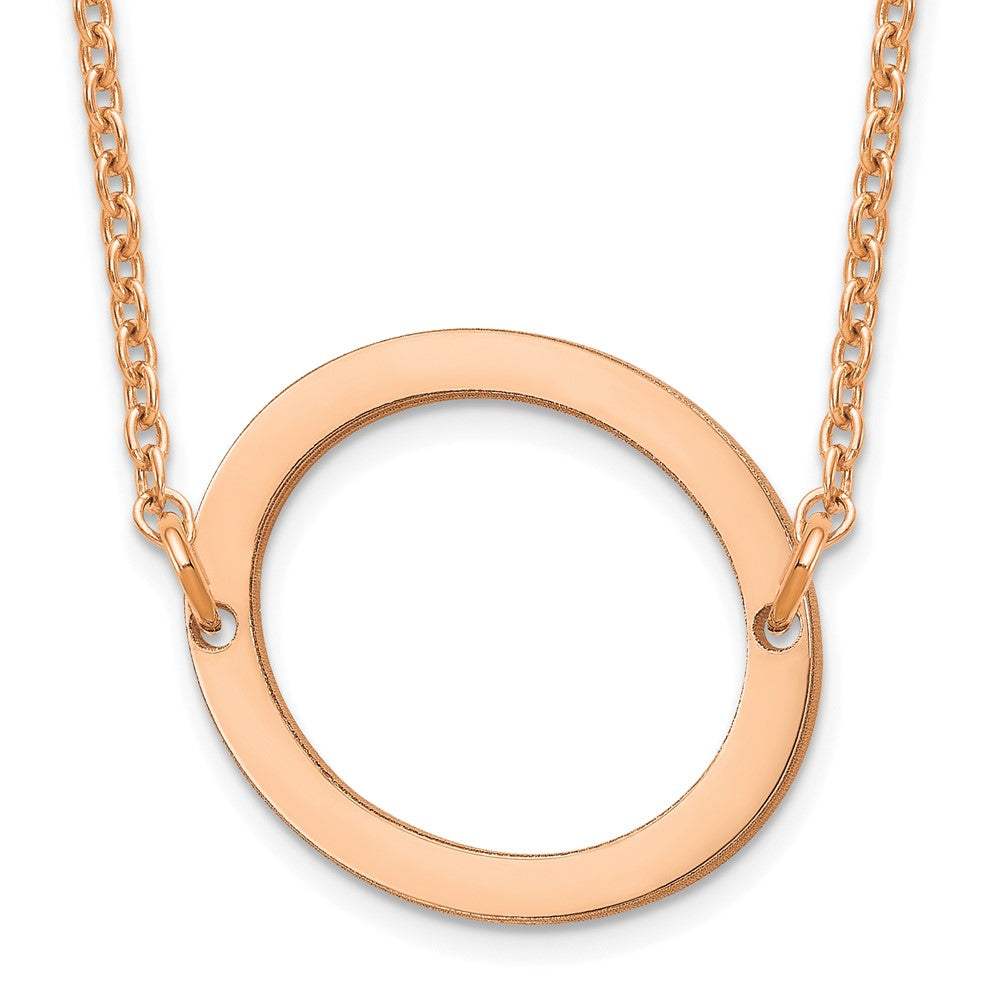 Sterling Silver Rose Gold Plated Polished Small Letter O Necklace