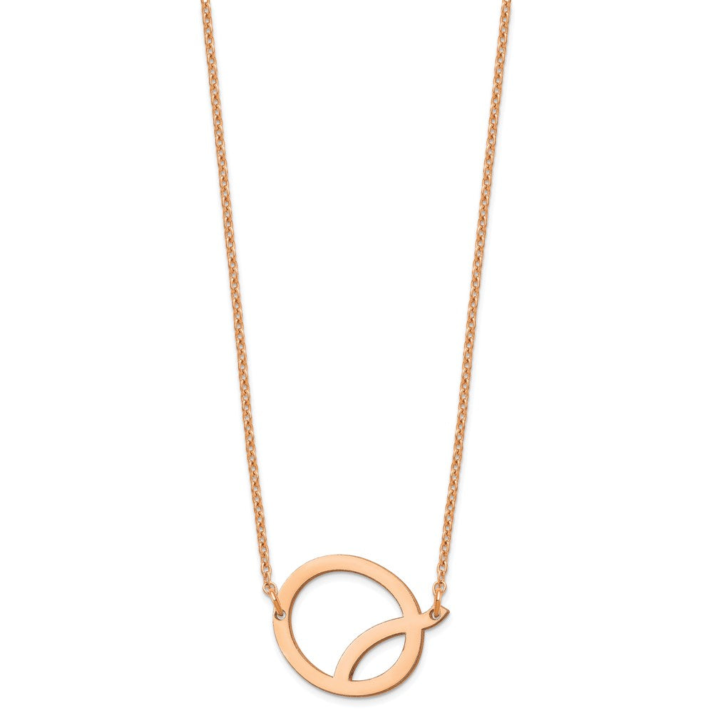 Sterling Silver Rose Gold Plated Polished Small Letter Q Necklace