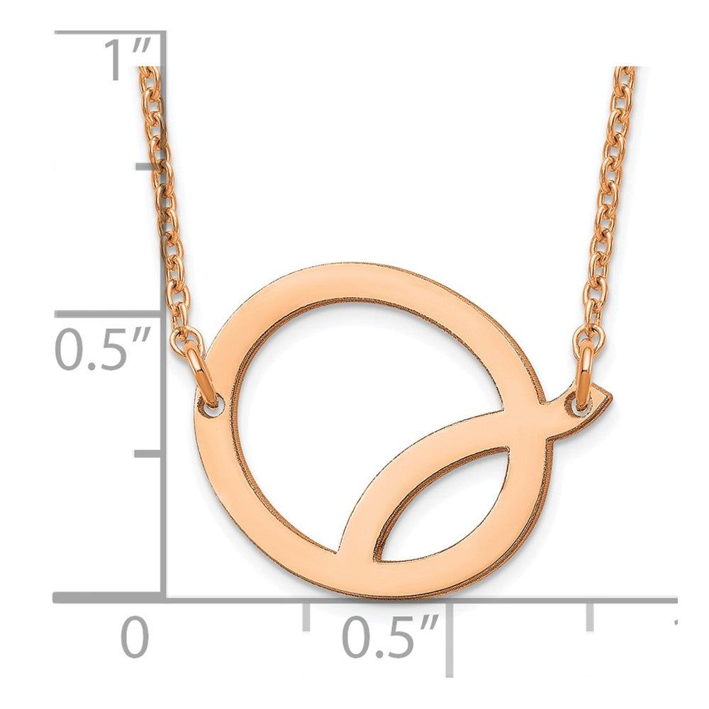 Sterling Silver Rose Gold Plated Polished Small Letter Q Necklace