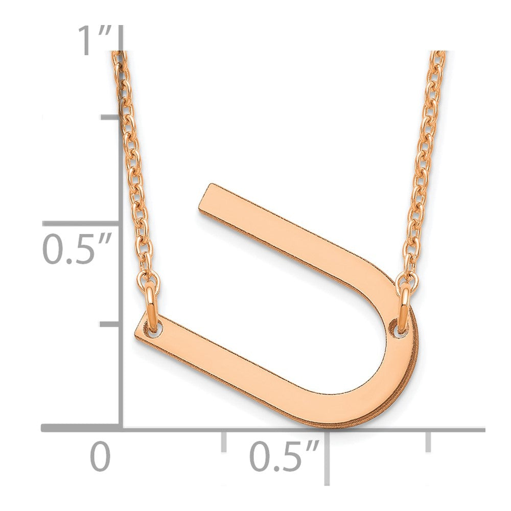 Sterling Silver Rose Gold Plated Polished Small Letter U Necklace