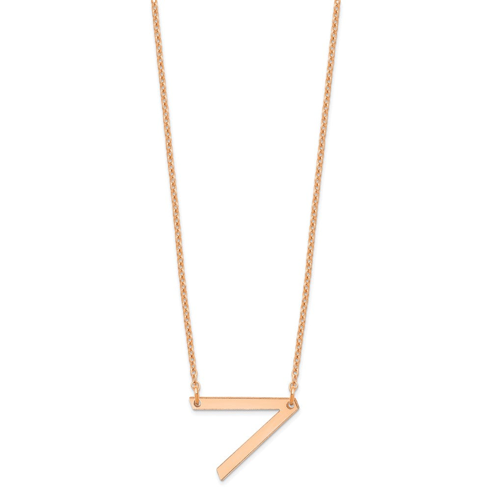 Sterling Silver Rose Gold Plated Polished Small Letter V Necklace