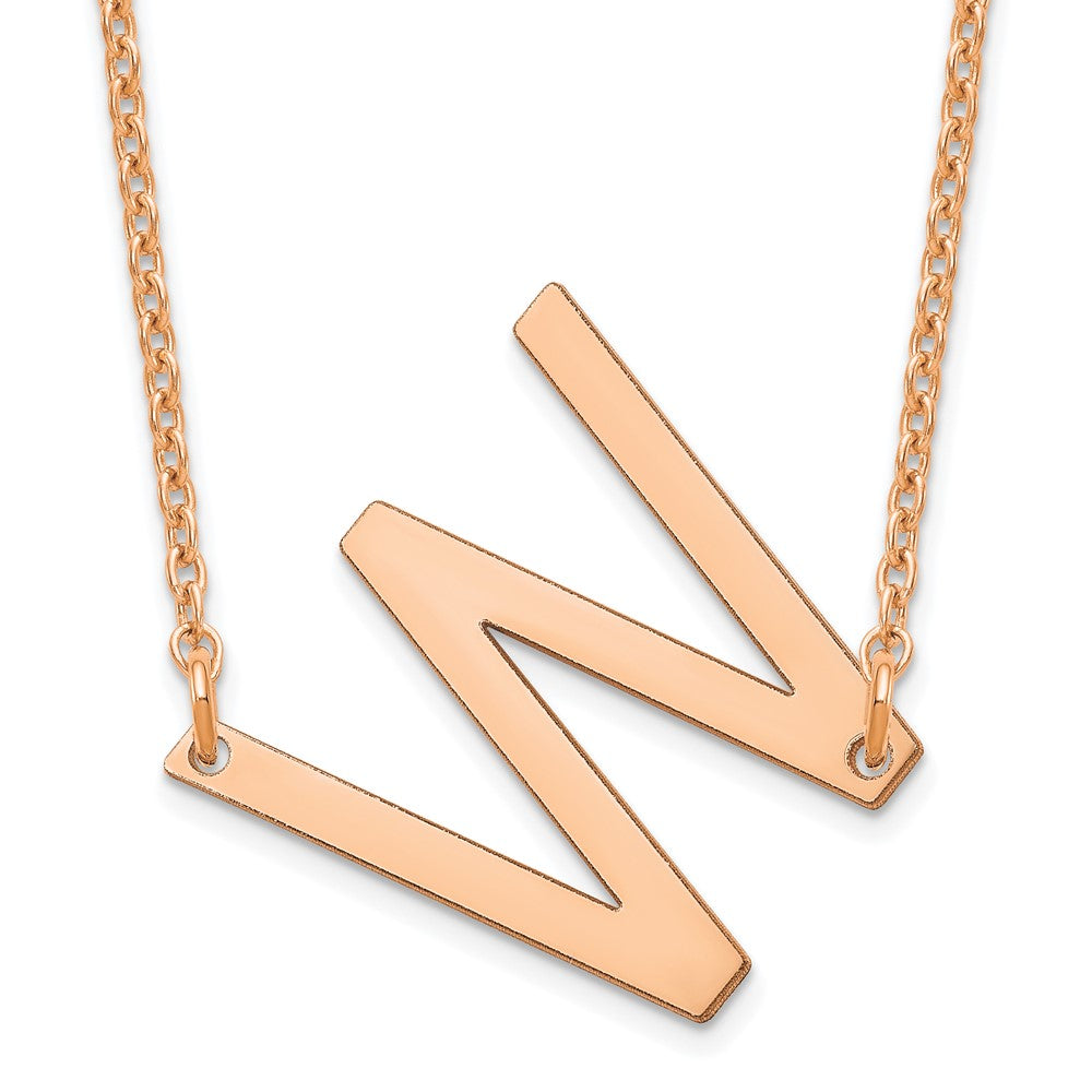 Sterling Silver Rose Gold Plated Polished Small Letter W Necklace