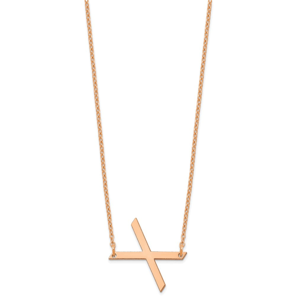 Sterling Silver Rose Gold Plated Polished Small Letter X Necklace