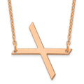 Sterling Silver Rose Gold Plated Polished Small Letter X Necklace