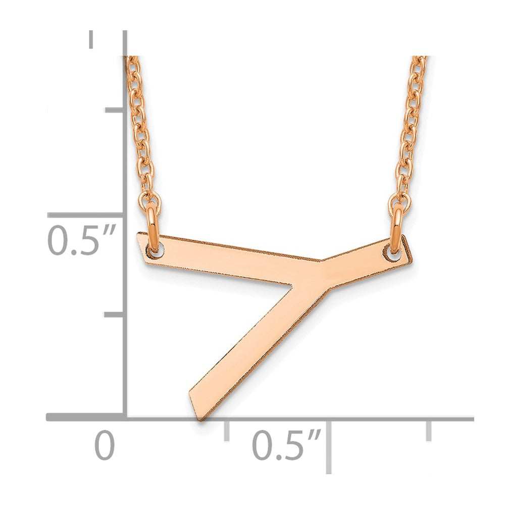 Sterling Silver Rose Gold Plated Polished Small Letter Y Necklace
