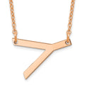 Sterling Silver Rose Gold Plated Polished Small Letter Y Necklace
