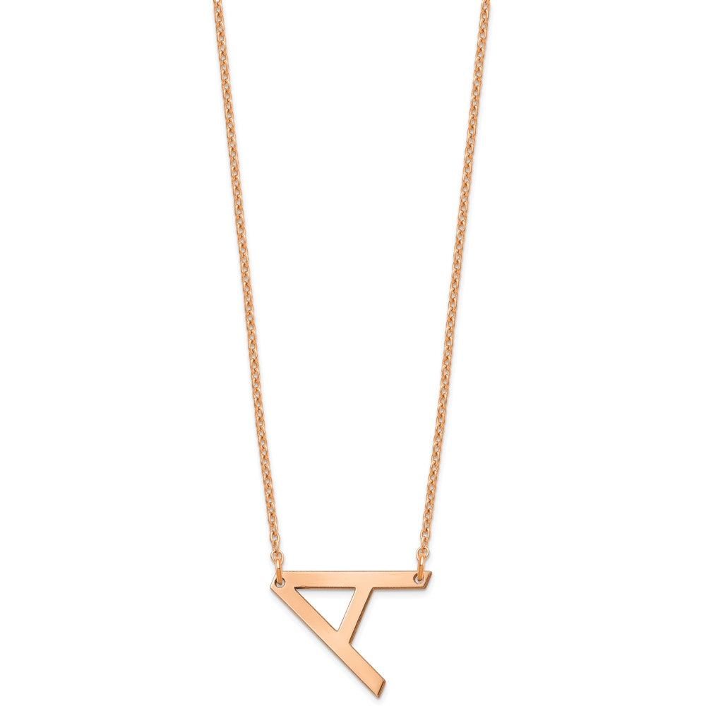 14K Rose Gold Polished Small Letter A Necklace