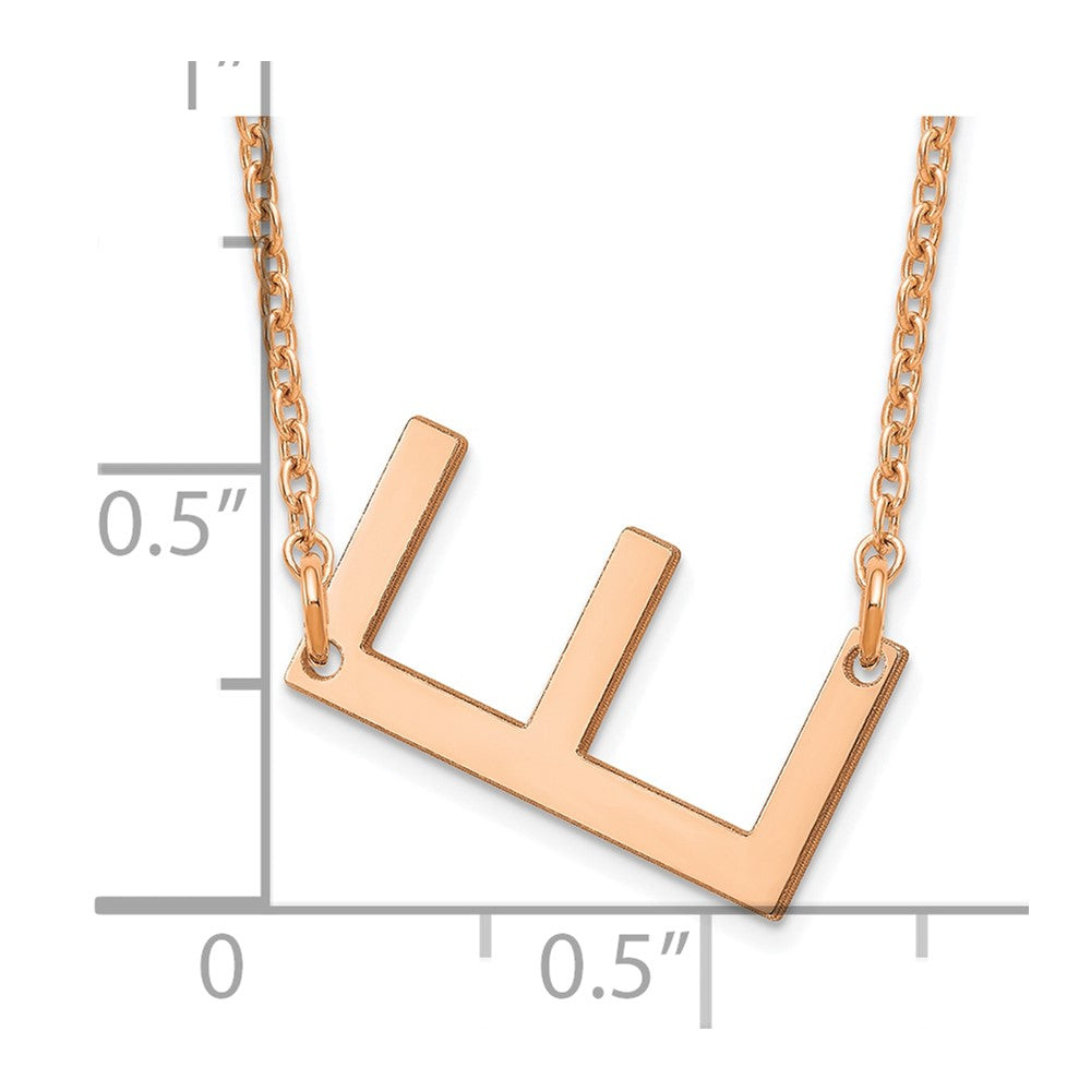 14K Rose Gold Polished Small Letter E Necklace