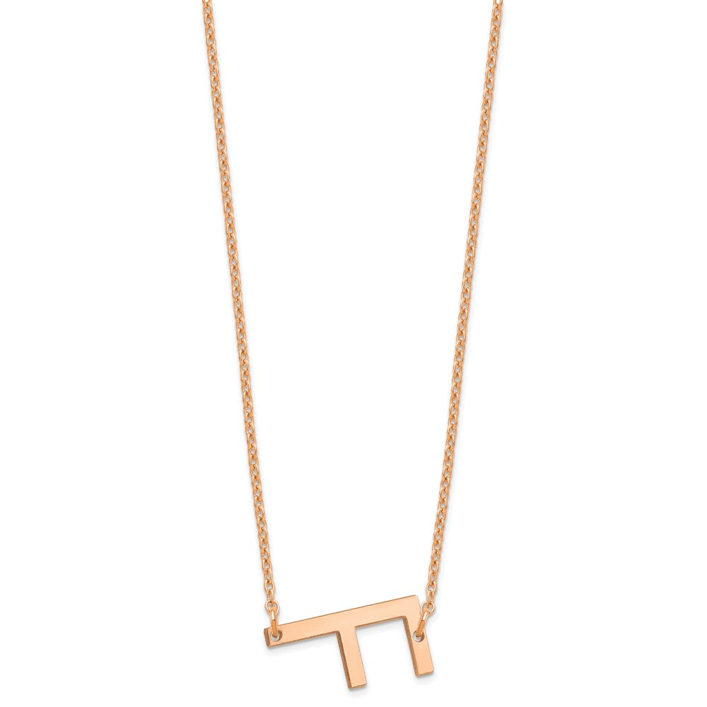 14K Rose Gold Polished Small Letter F Necklace
