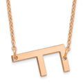 14K Rose Gold Polished Small Letter F Necklace