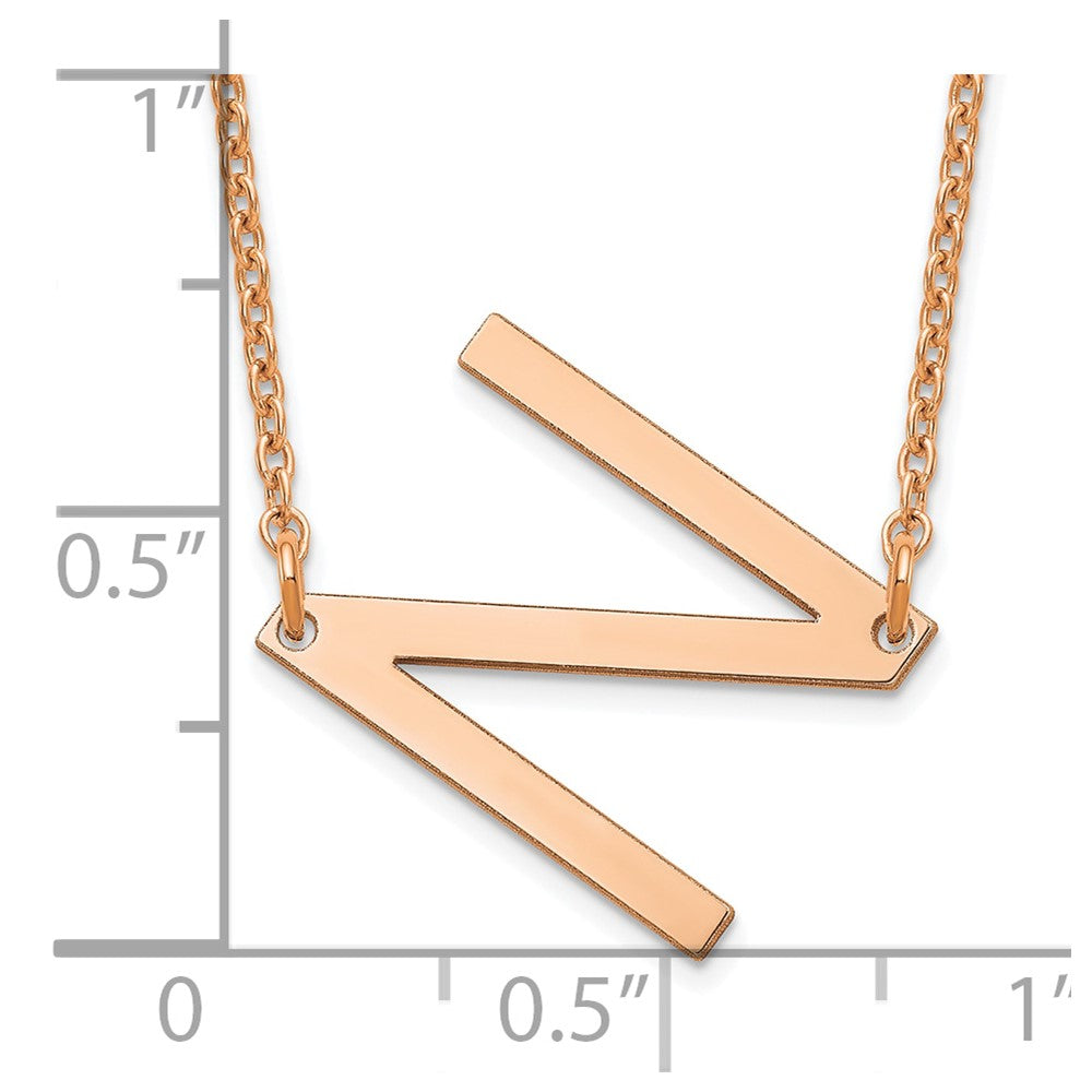 14K Rose Gold Polished Small Letter N Necklace