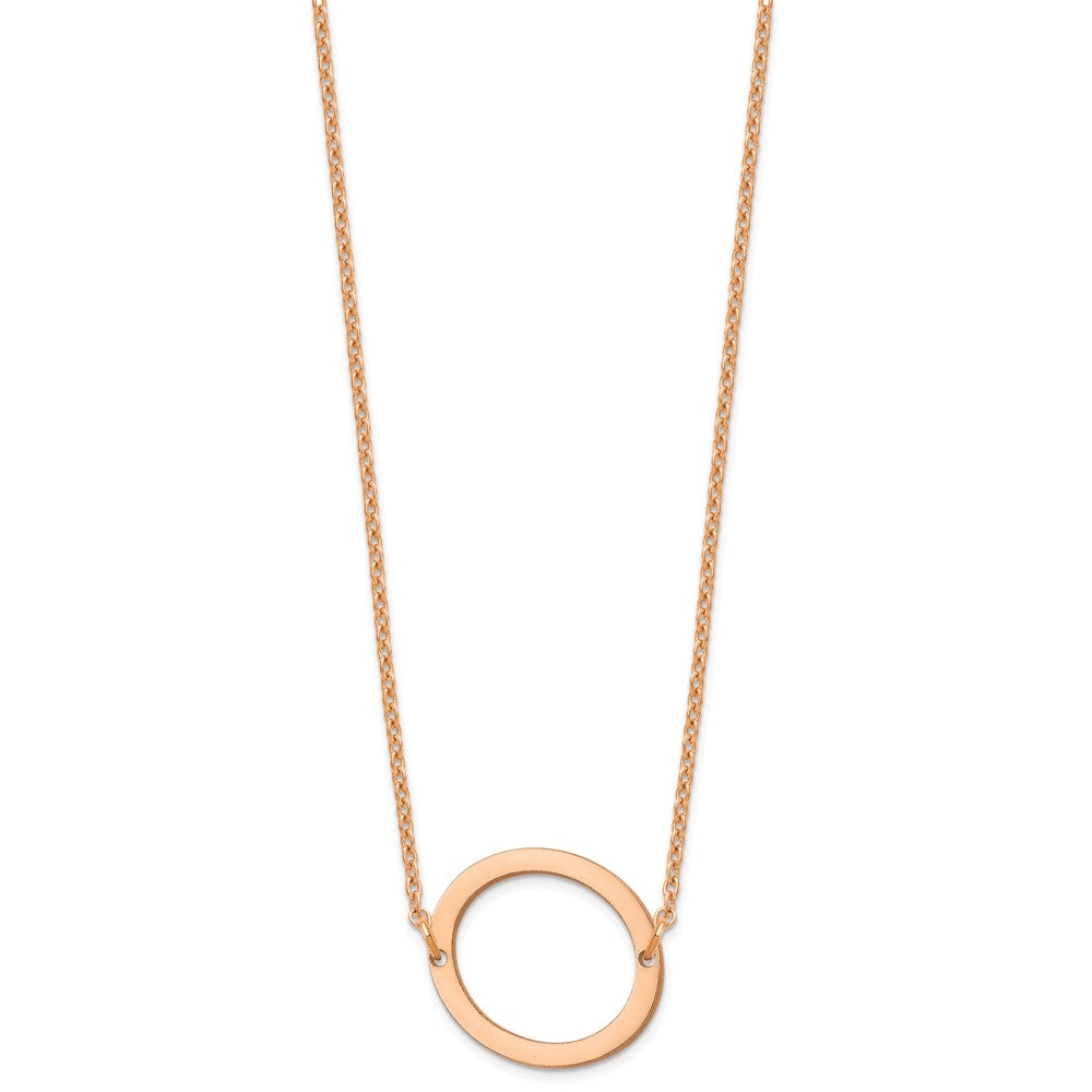 14K Rose Gold Polished Small Letter O Necklace