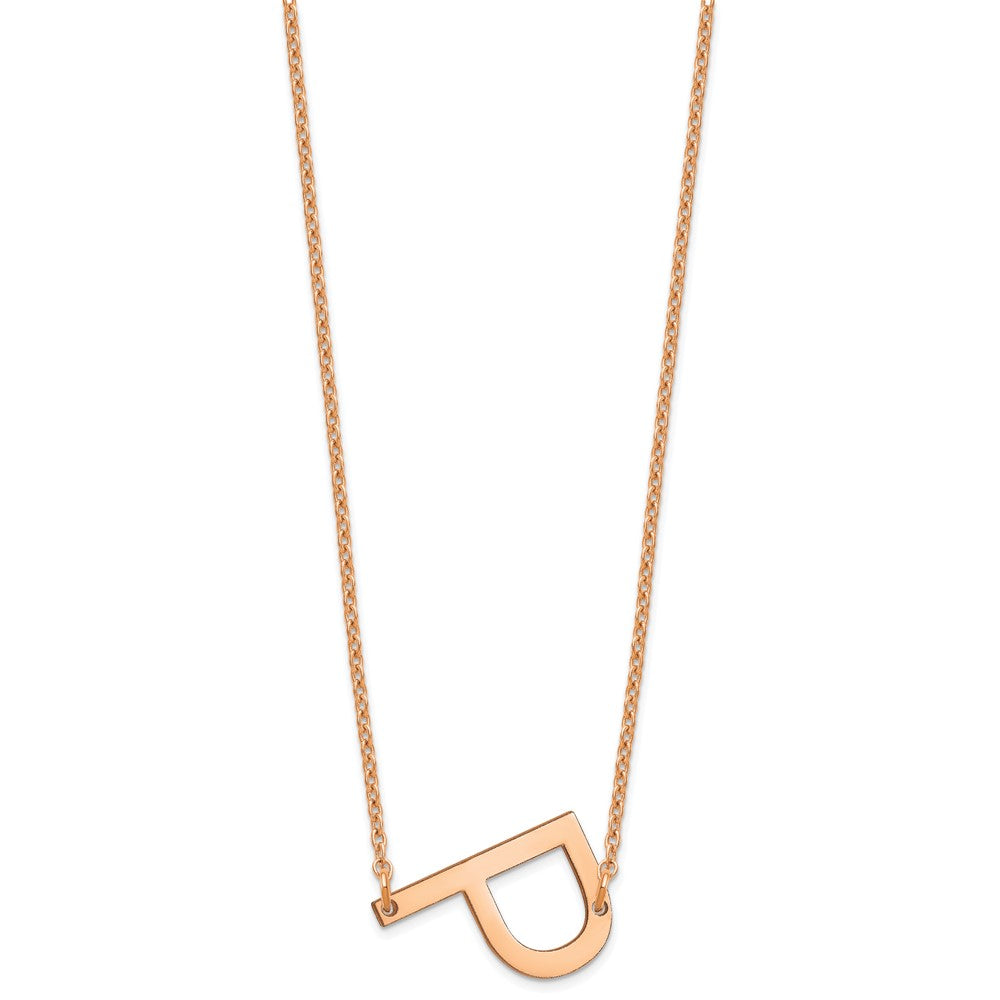 14K Rose Gold Polished Small Letter P Necklace