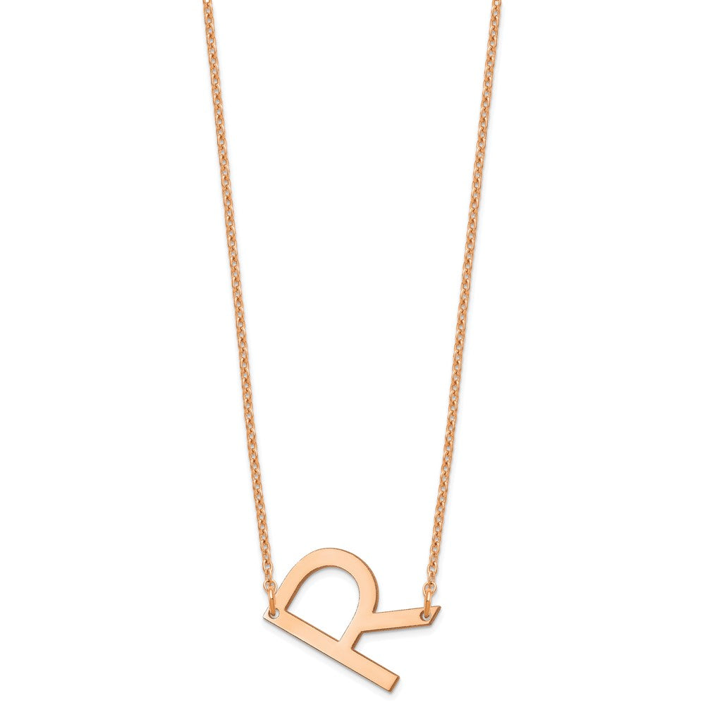 14K Rose Gold Polished Small Letter R Necklace