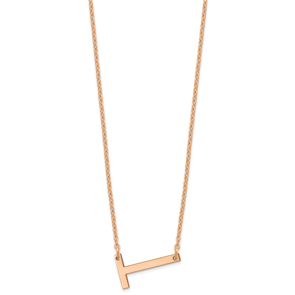 14K Rose Gold Polished Small Letter T Necklace