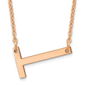14K Rose Gold Polished Small Letter T Necklace