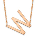14K Rose Gold Polished Small Letter W Necklace