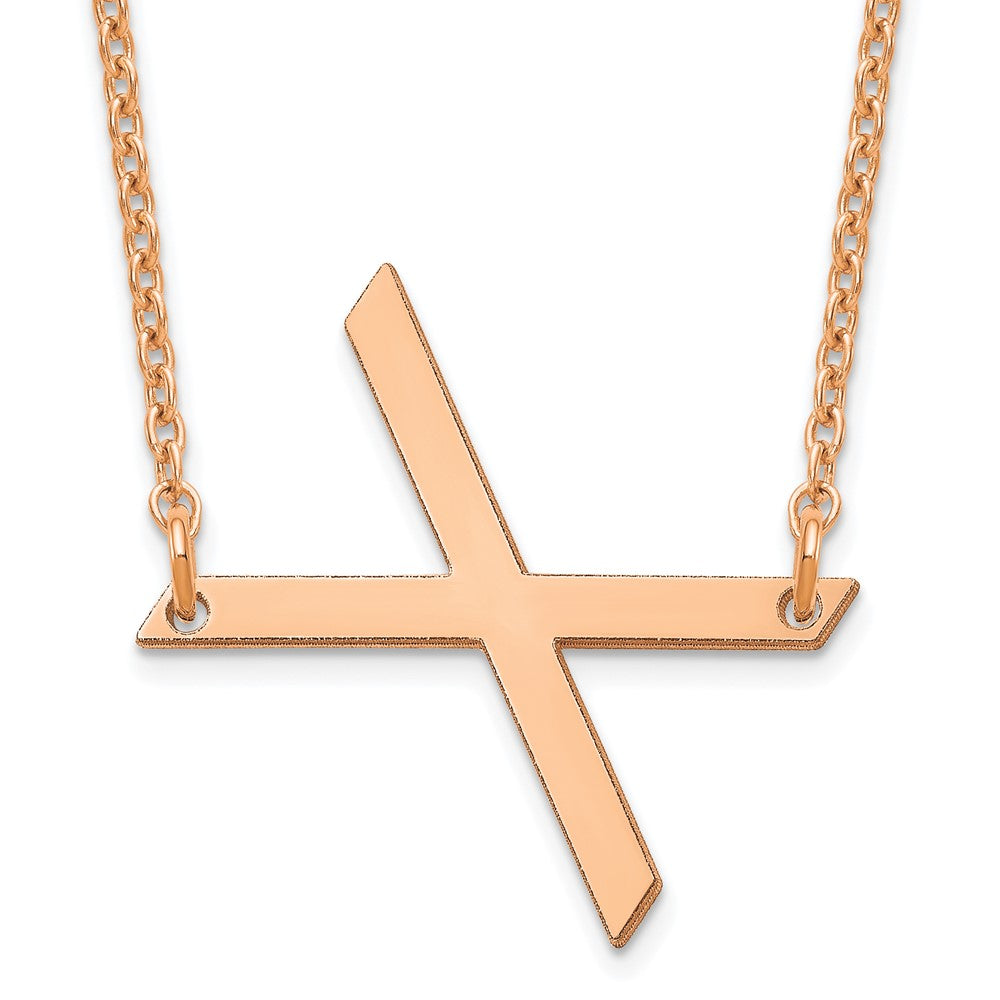 14K Rose Gold Polished Small Letter X Necklace