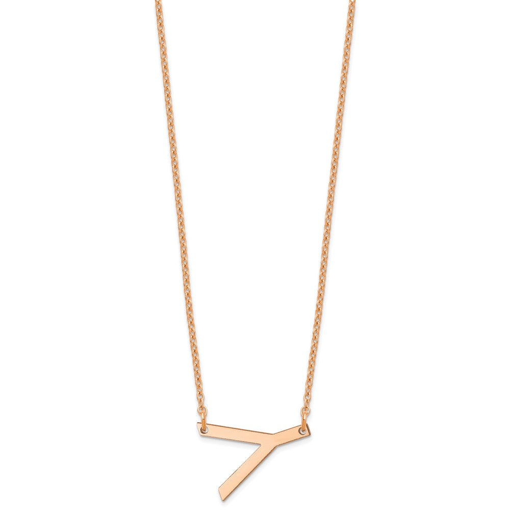 14K Rose Gold Polished Small Letter Y Necklace