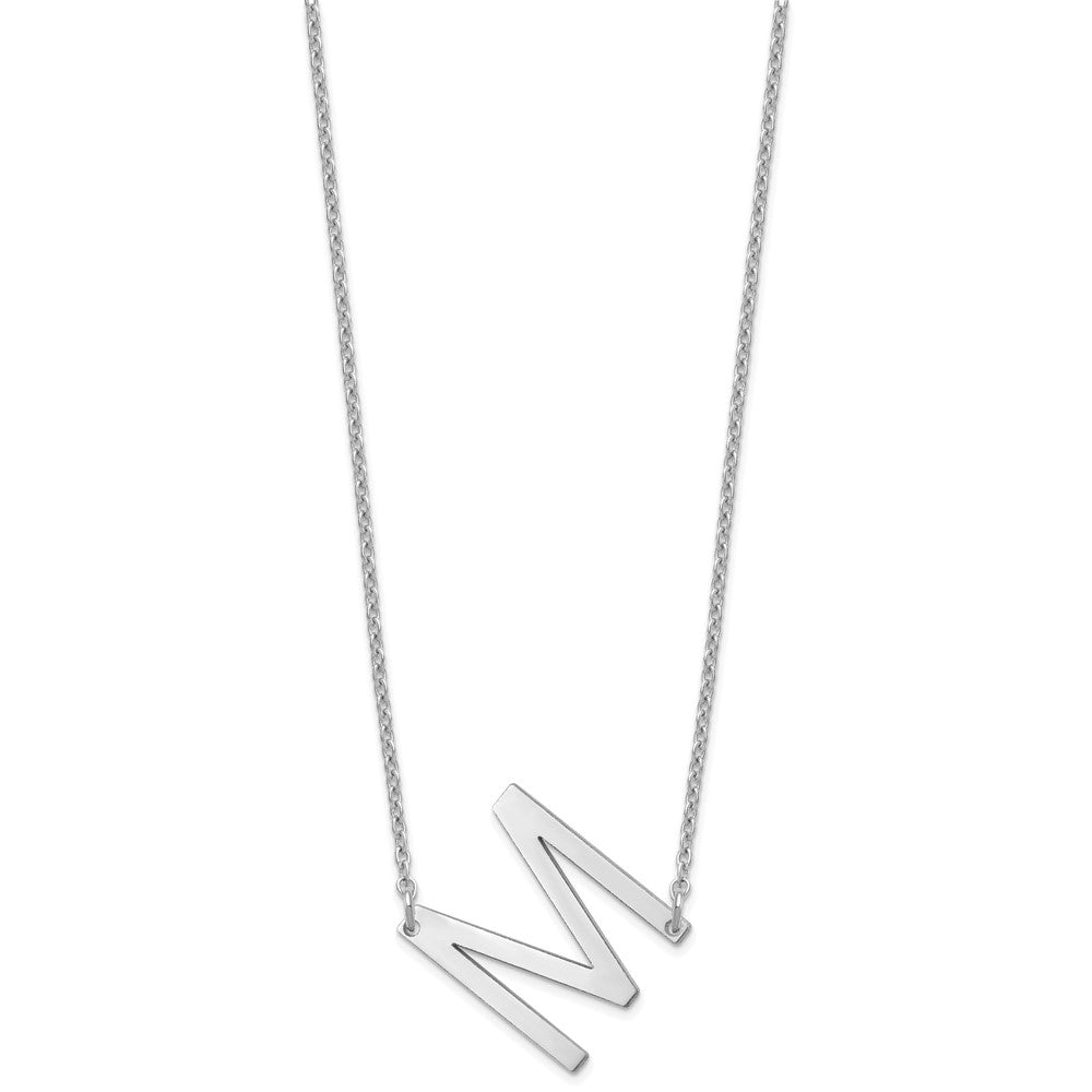 Sterling Silver/Rhodium-plated Small Sideways Initial M Necklace