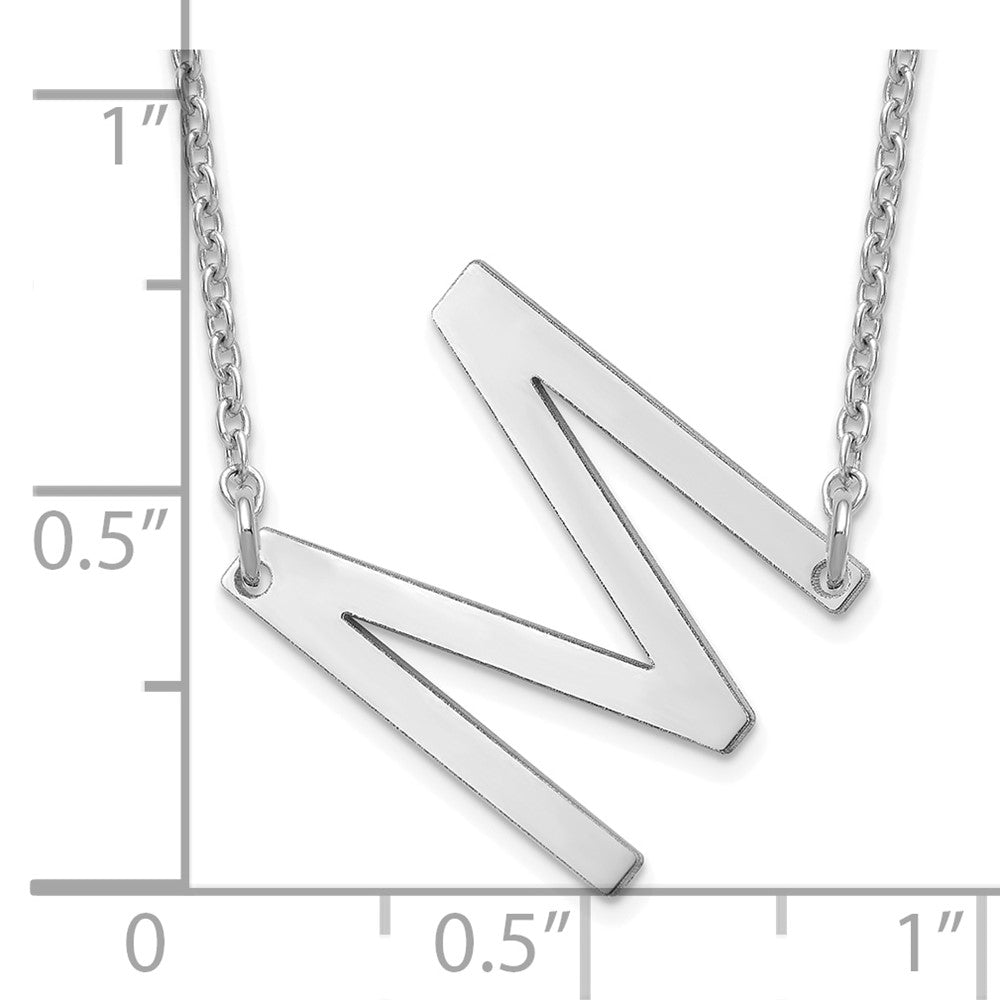 Sterling Silver/Rhodium-plated Small Sideways Initial M Necklace