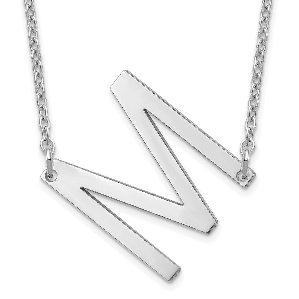 Sterling Silver/Rhodium-plated Small Sideways Initial M Necklace