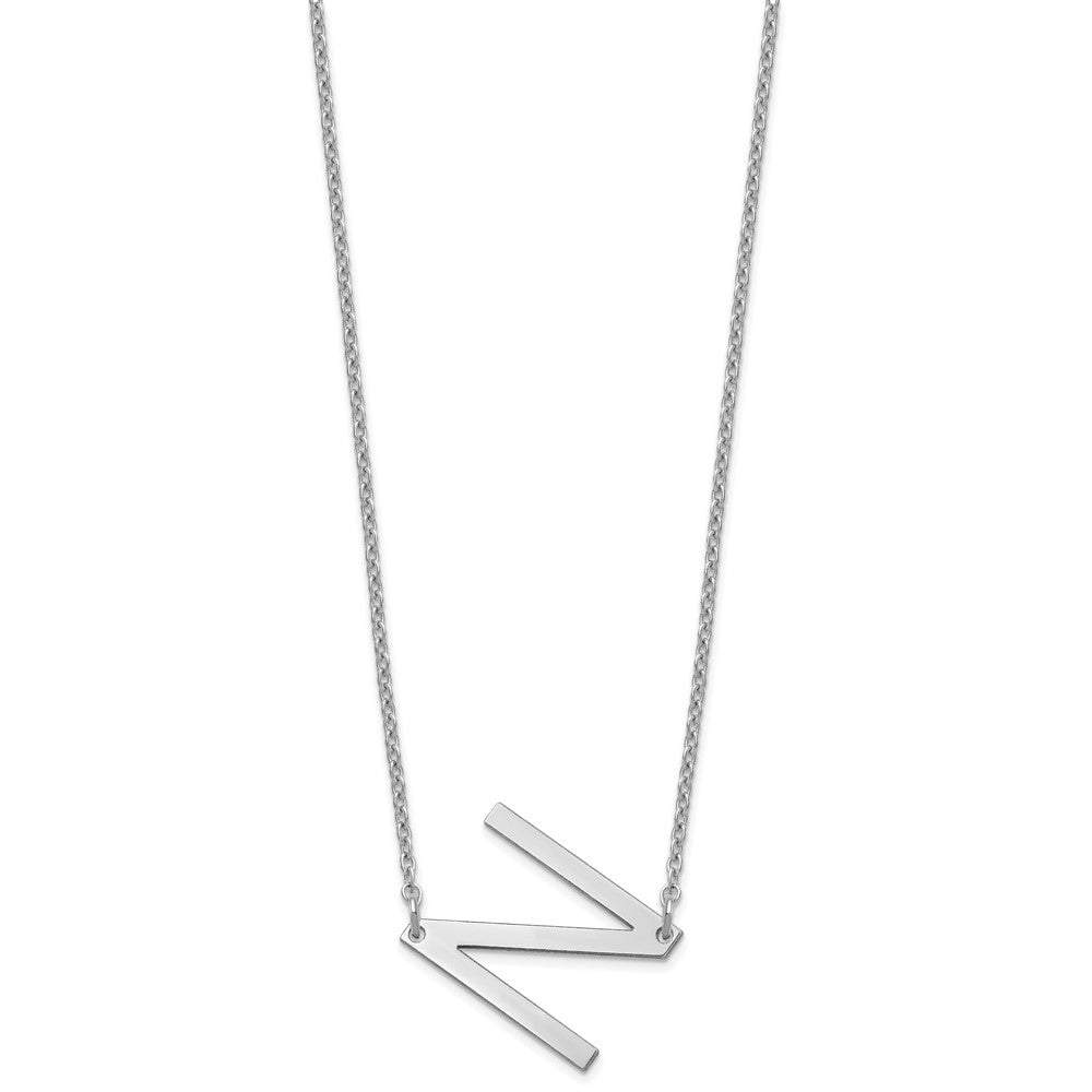 Sterling Silver Polished Small Letter N Necklace